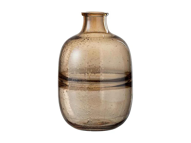 Vaso con collo e anelli in vetro marrone 18x18x29 cm