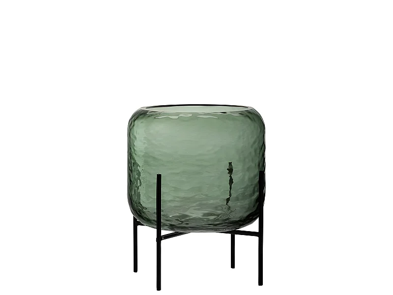 Vase Design sur Pied "Irrégulier" 18cm Vert