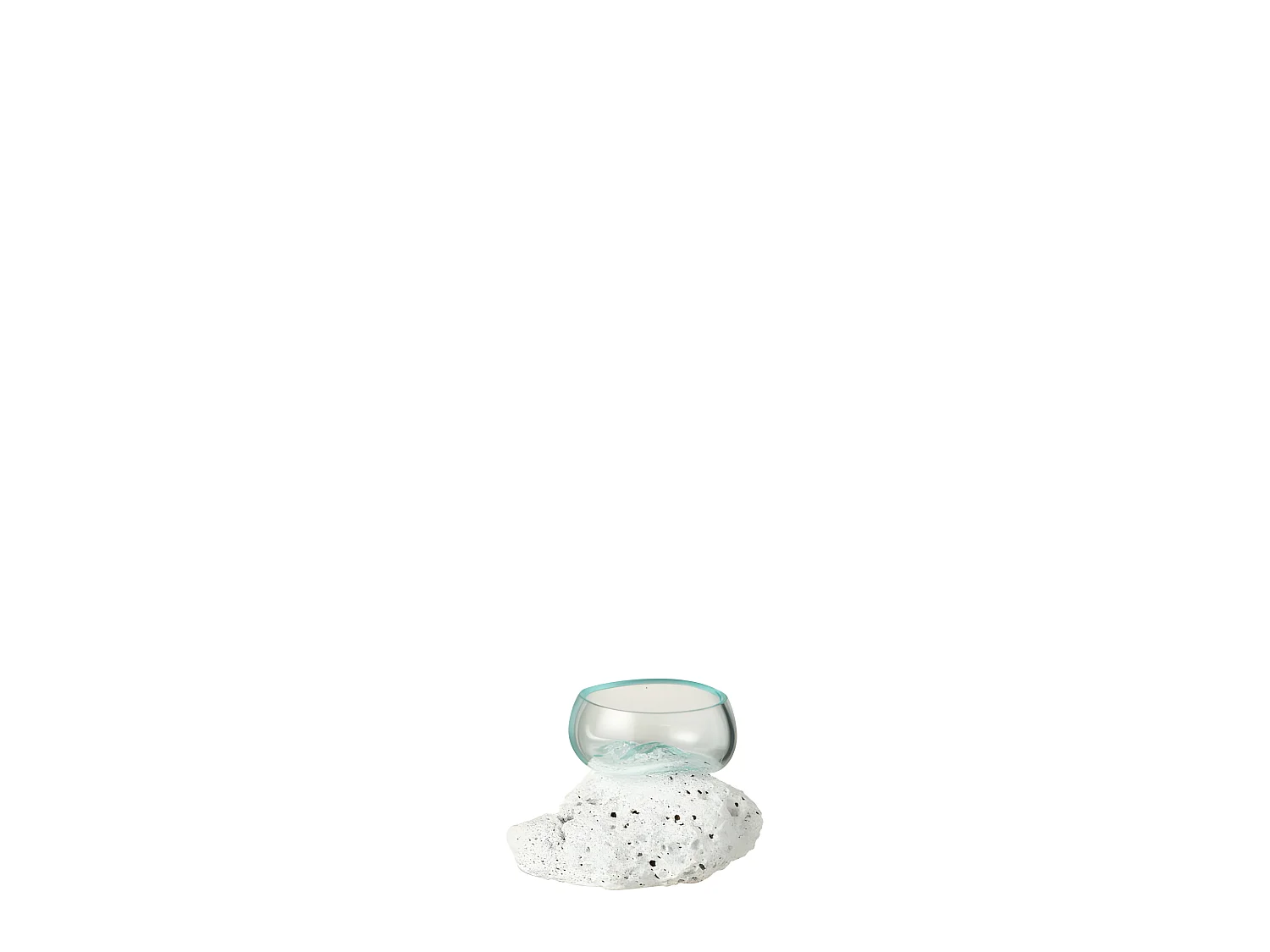 Vase en verre sur pied en pierre blanc 10x10x10 cm