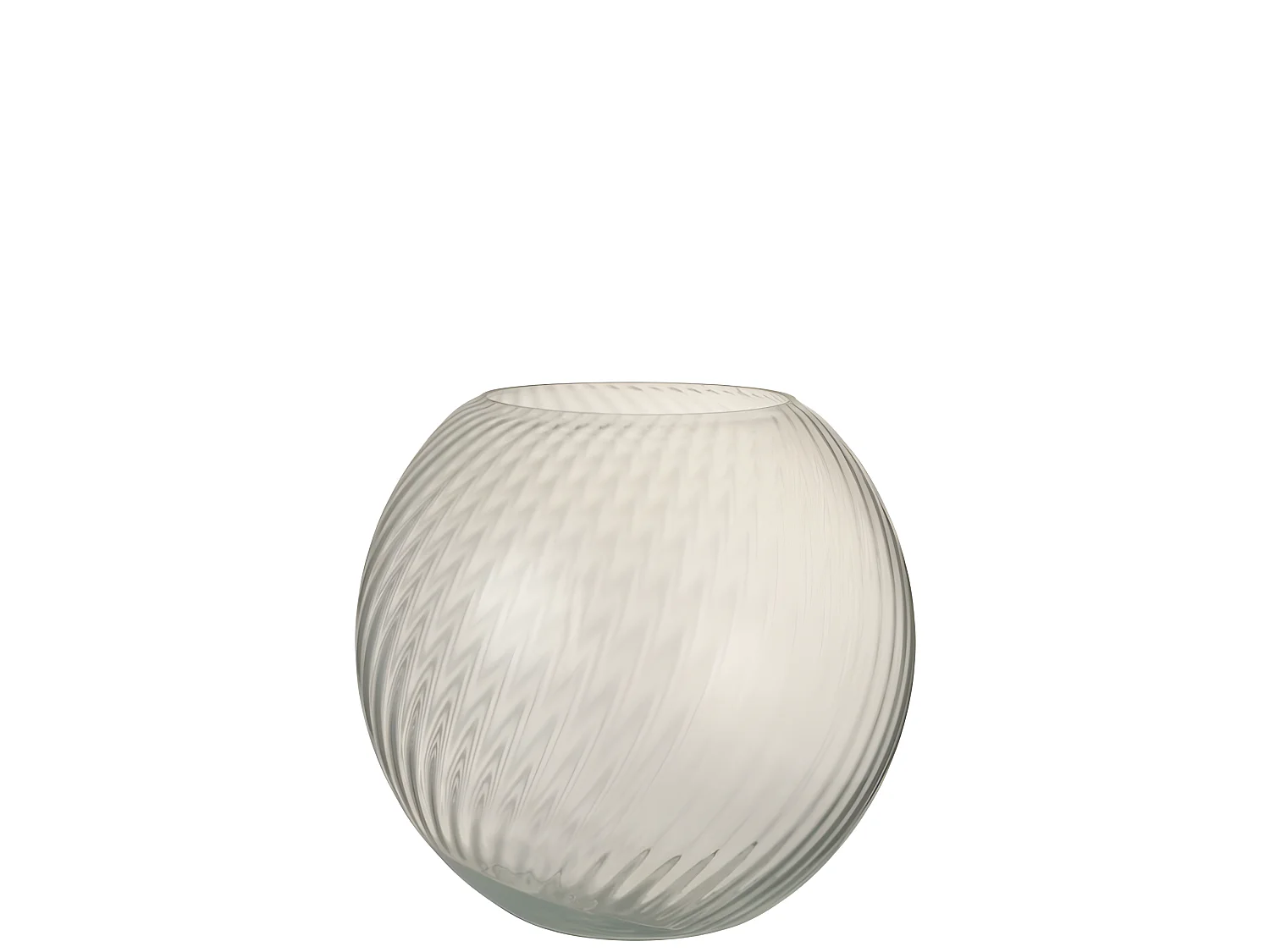 Jarrón redondo estriado cristal blanco Alt. 25 cm
