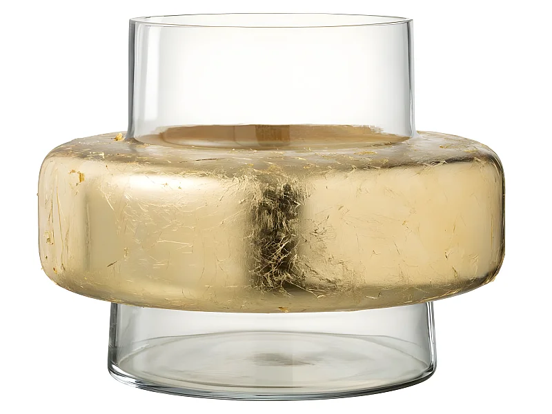 Vase Design "Bague" 33cm Or & Transparent