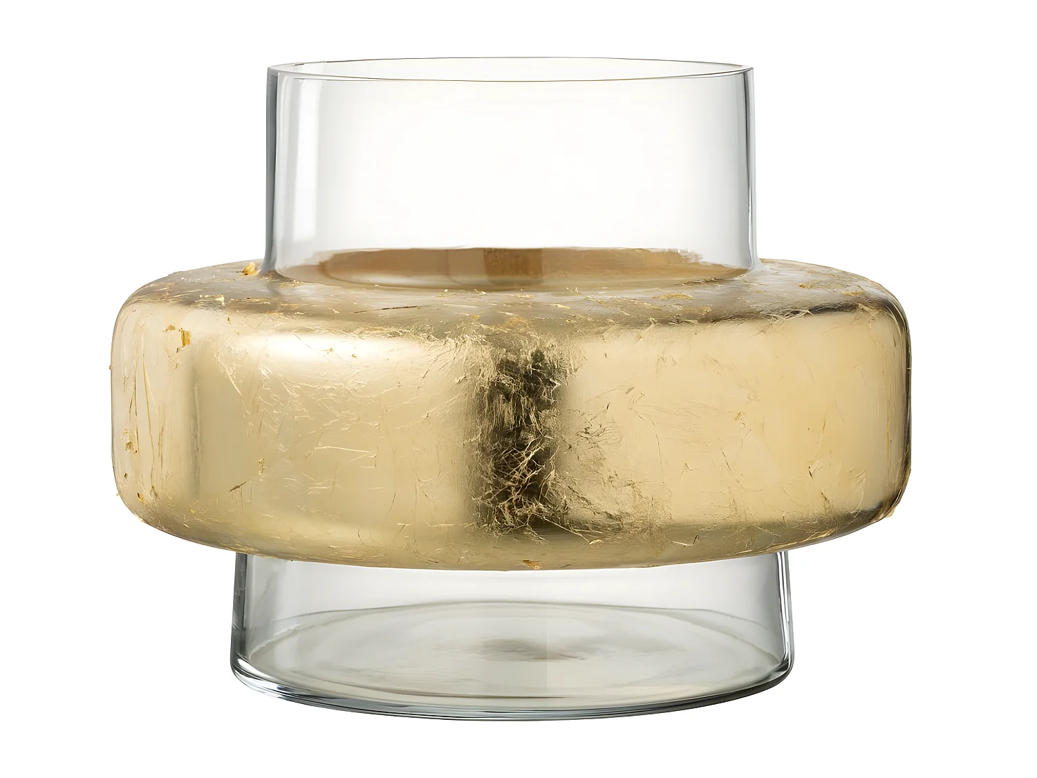 Vase Design "Bague" 33cm Or & Transparent