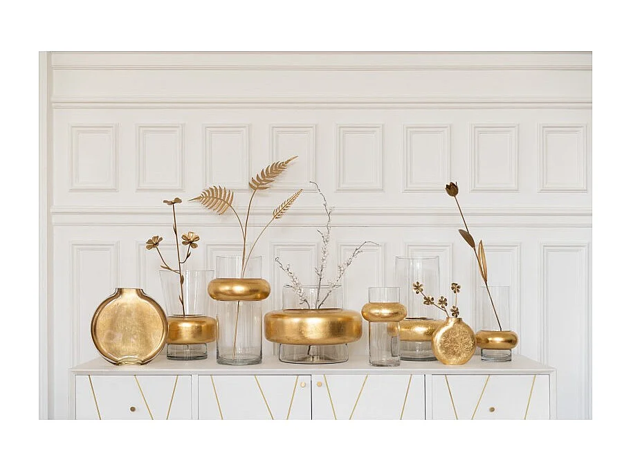 Vase Design "Bague" 33cm Or & Transparent