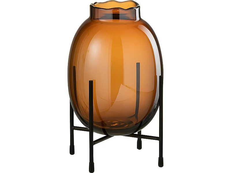 Vase sur Pied Design "Tonato" 25cm Marron & Noir