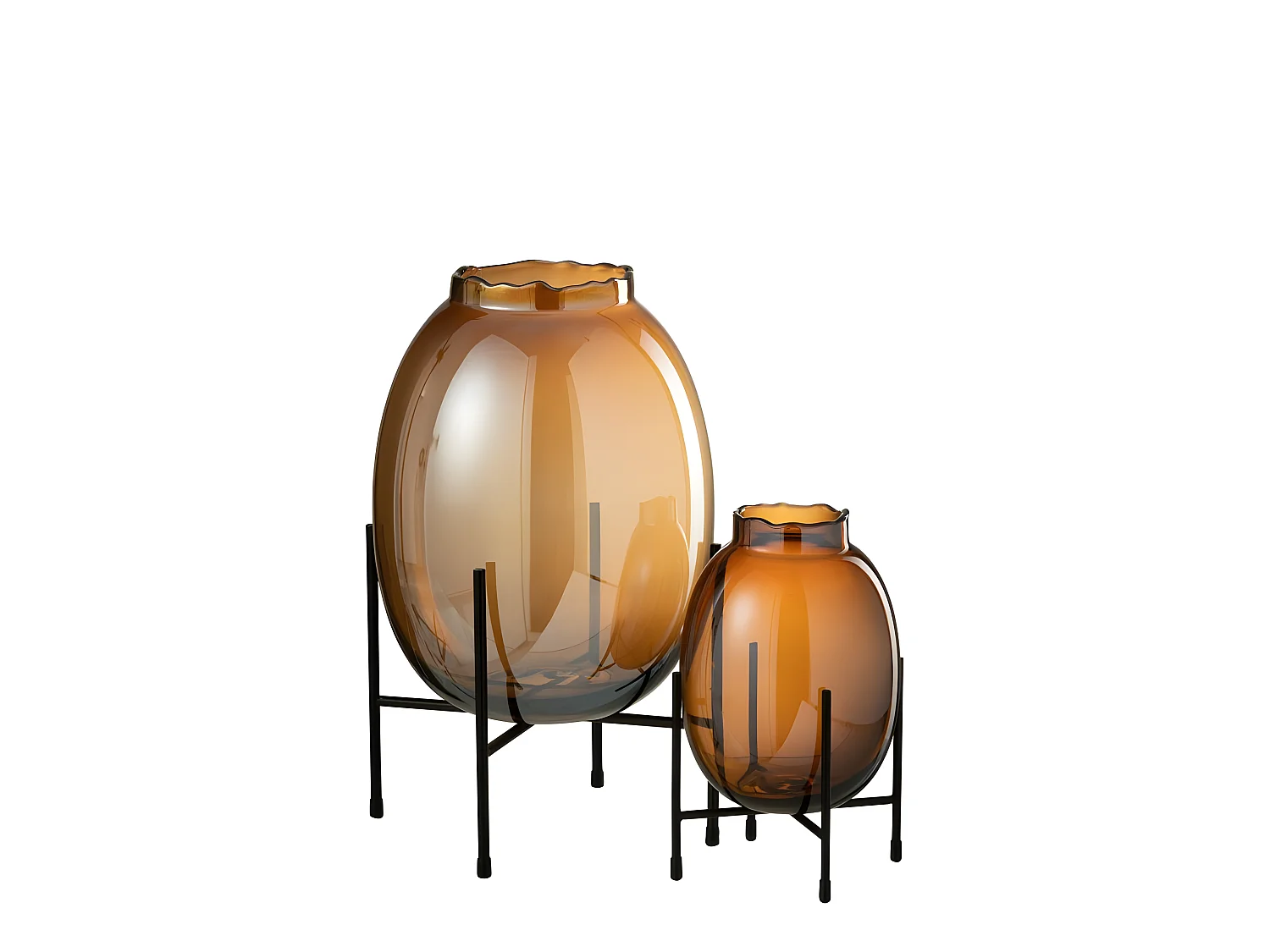 Vase sur Pied Design "Tonato" 25cm Marron & Noir