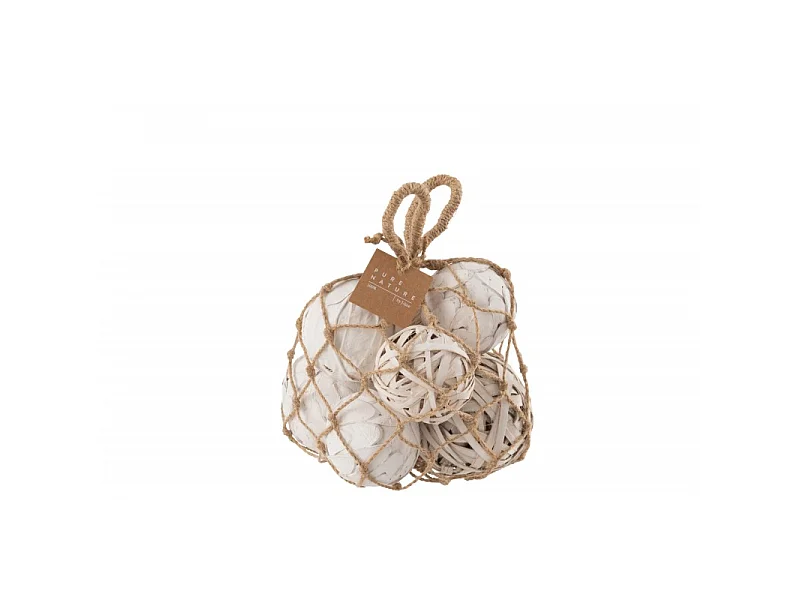 Sac de boules plantes séchées en bois blanc 18x15x15 cm