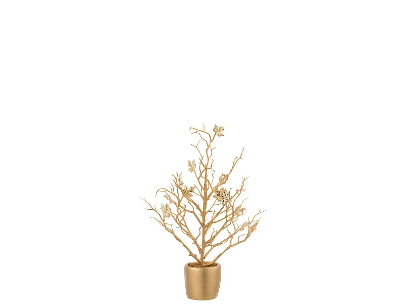 Albero nudo in vaso di plastica oro 15x15x44,5 cm