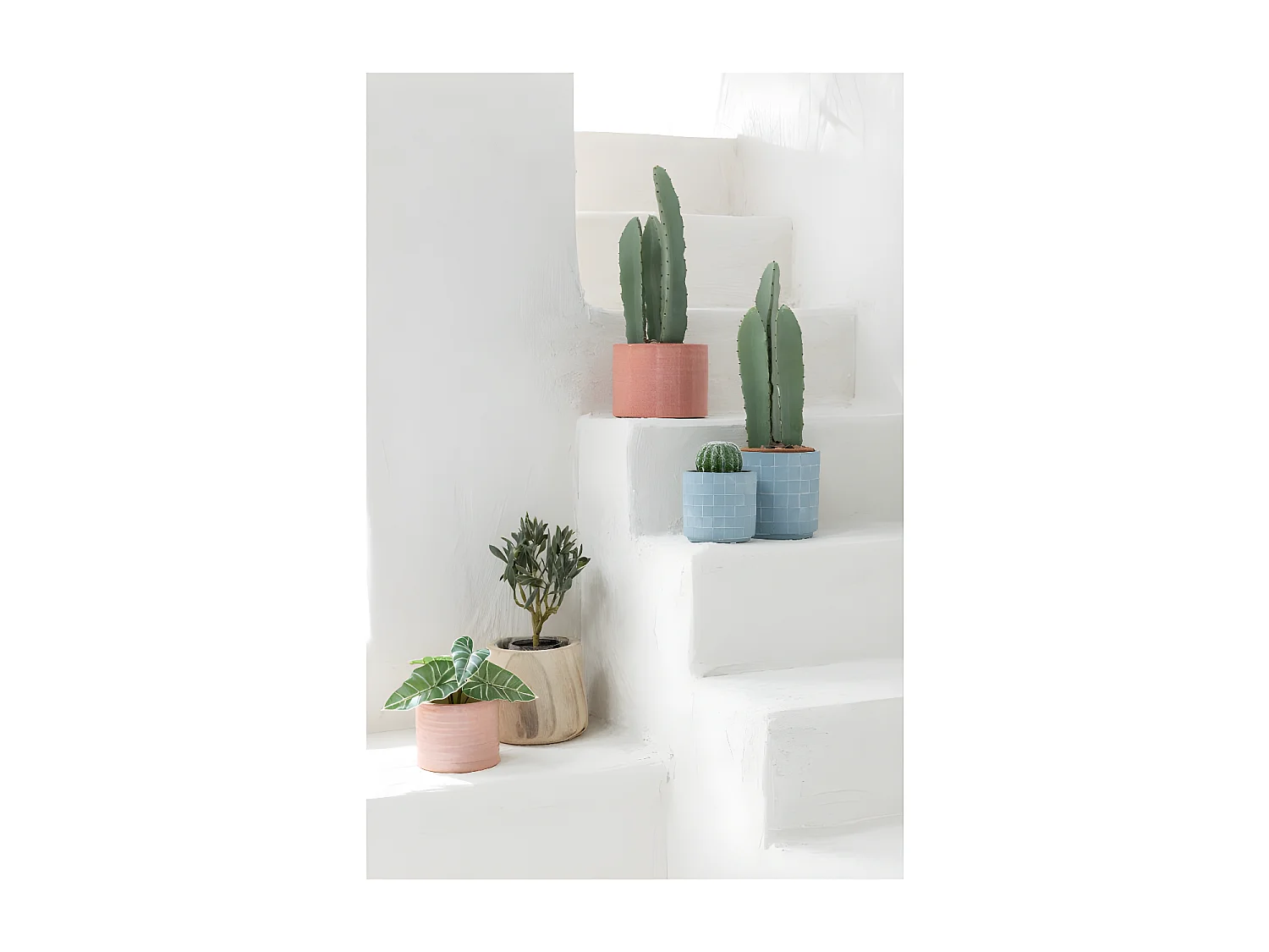 Cactus artificial redondo en maceta de plástico verde de 11x11x15 cm