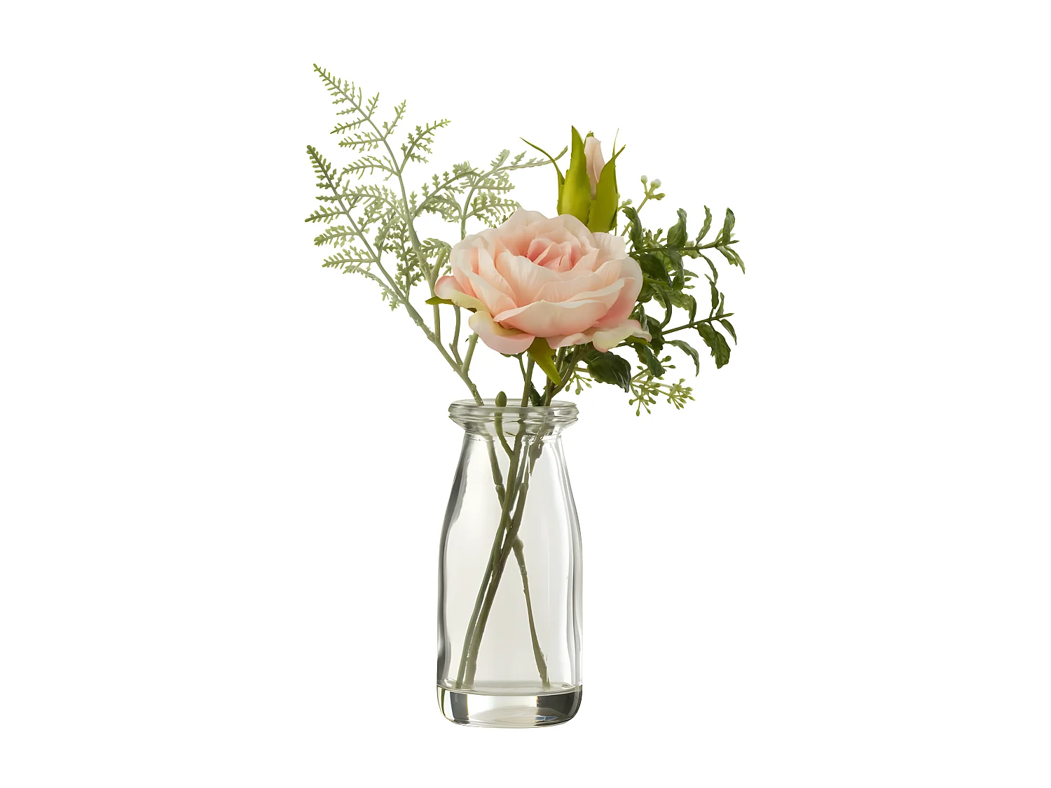 Bouquet di rose artificiali in plastica rosa 13x13x25 cm