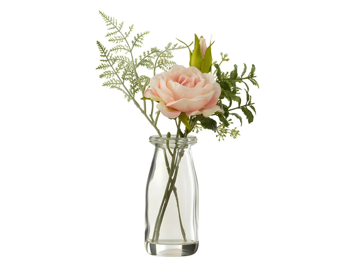 Bouquet de rose artificiel en plastique rose 13x13x25 cm