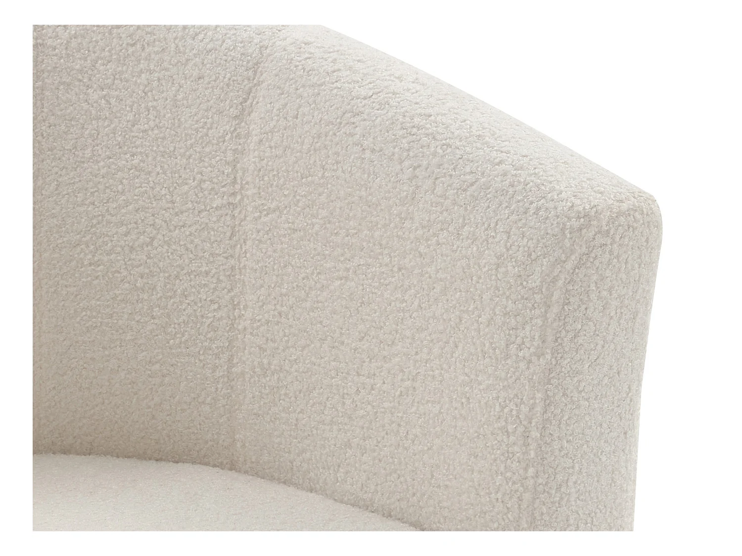 Fauteuil cabriolet et pouf en tissu bouclette blanc JOVANA