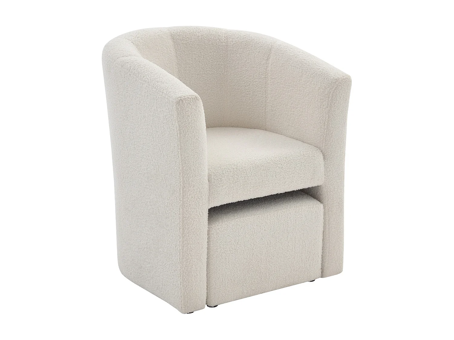 Lounge-Sessel & Hocker - Bouclé-Stoff - Weiß - JOVANA