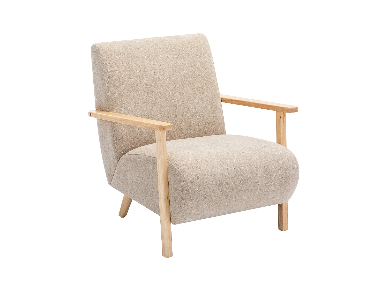 Sillón de tela beige y madera JULOMO