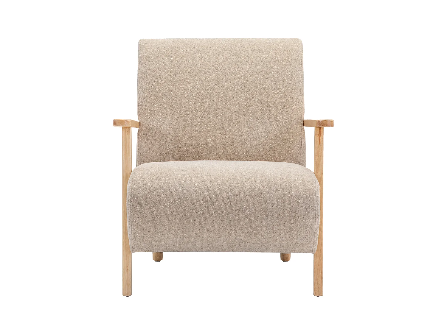 Sillón de tela beige y madera JULOMO