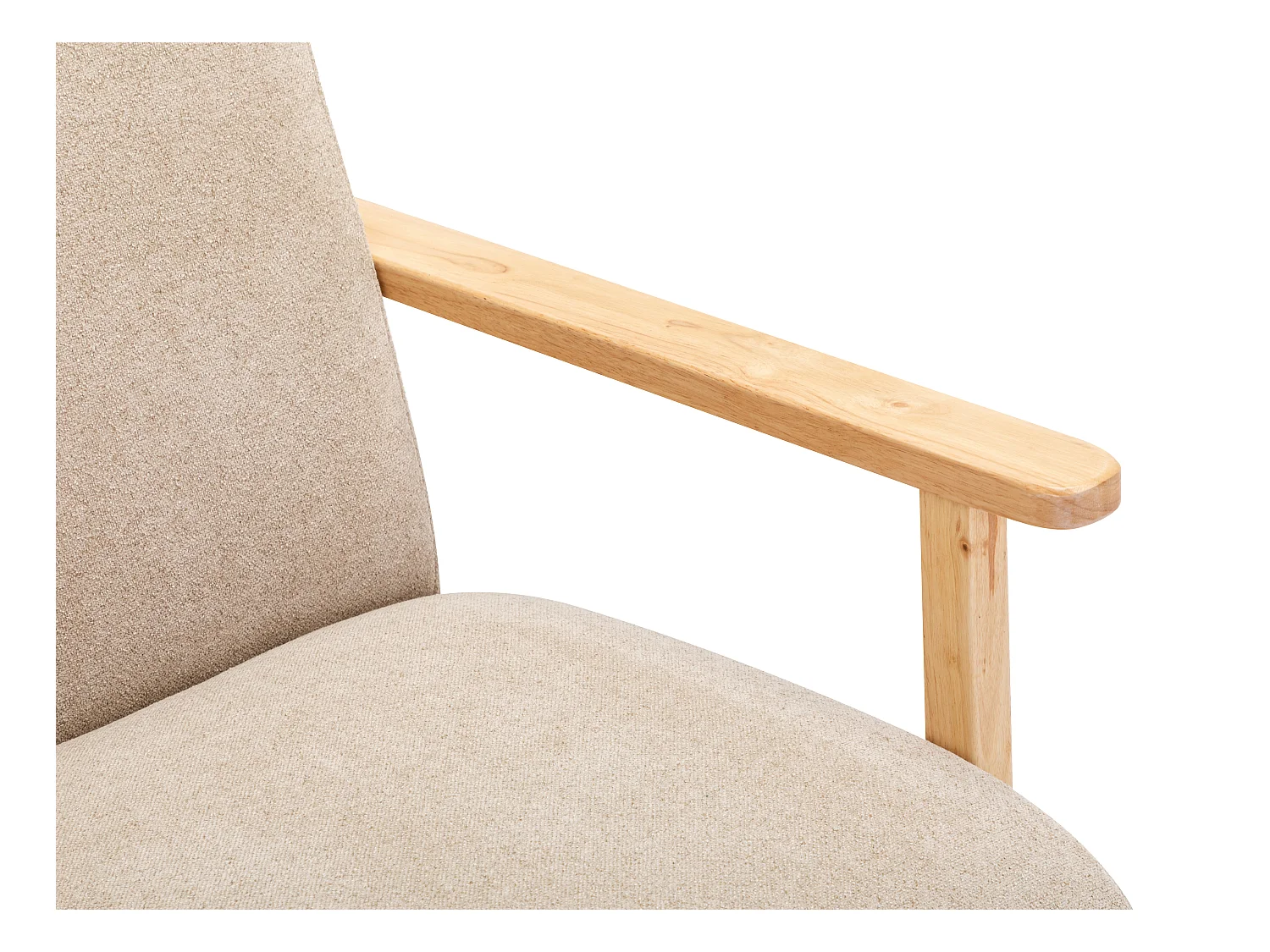 Sillón de tela beige y madera JULOMO