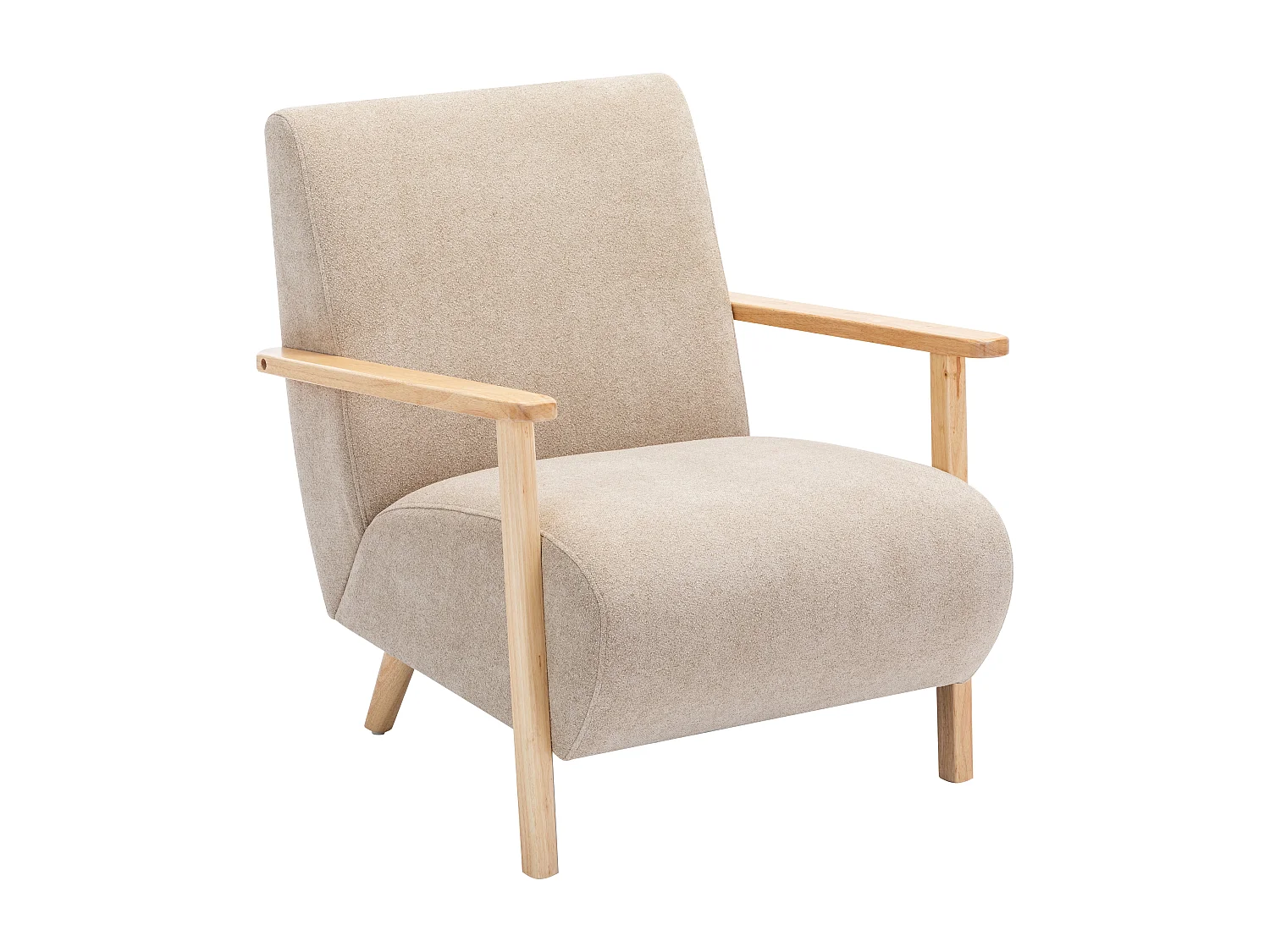 Fauteuil en tissu beige et bois JULOMO