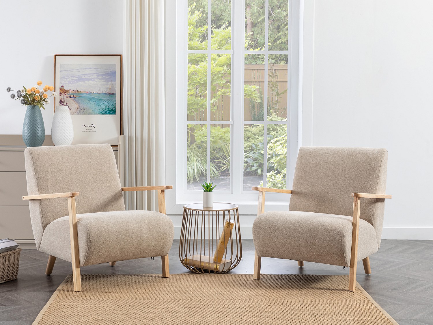 Vente-unique Sessel - Stoff & Holz - Beige - Julomo