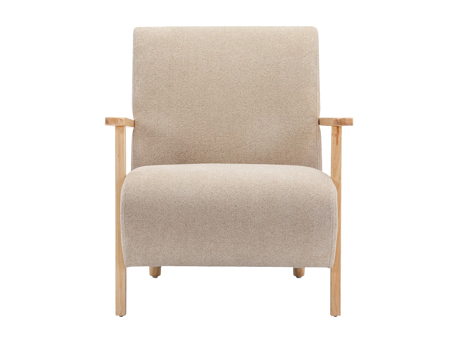 Fauteuil en tissu beige et bois JULOMO