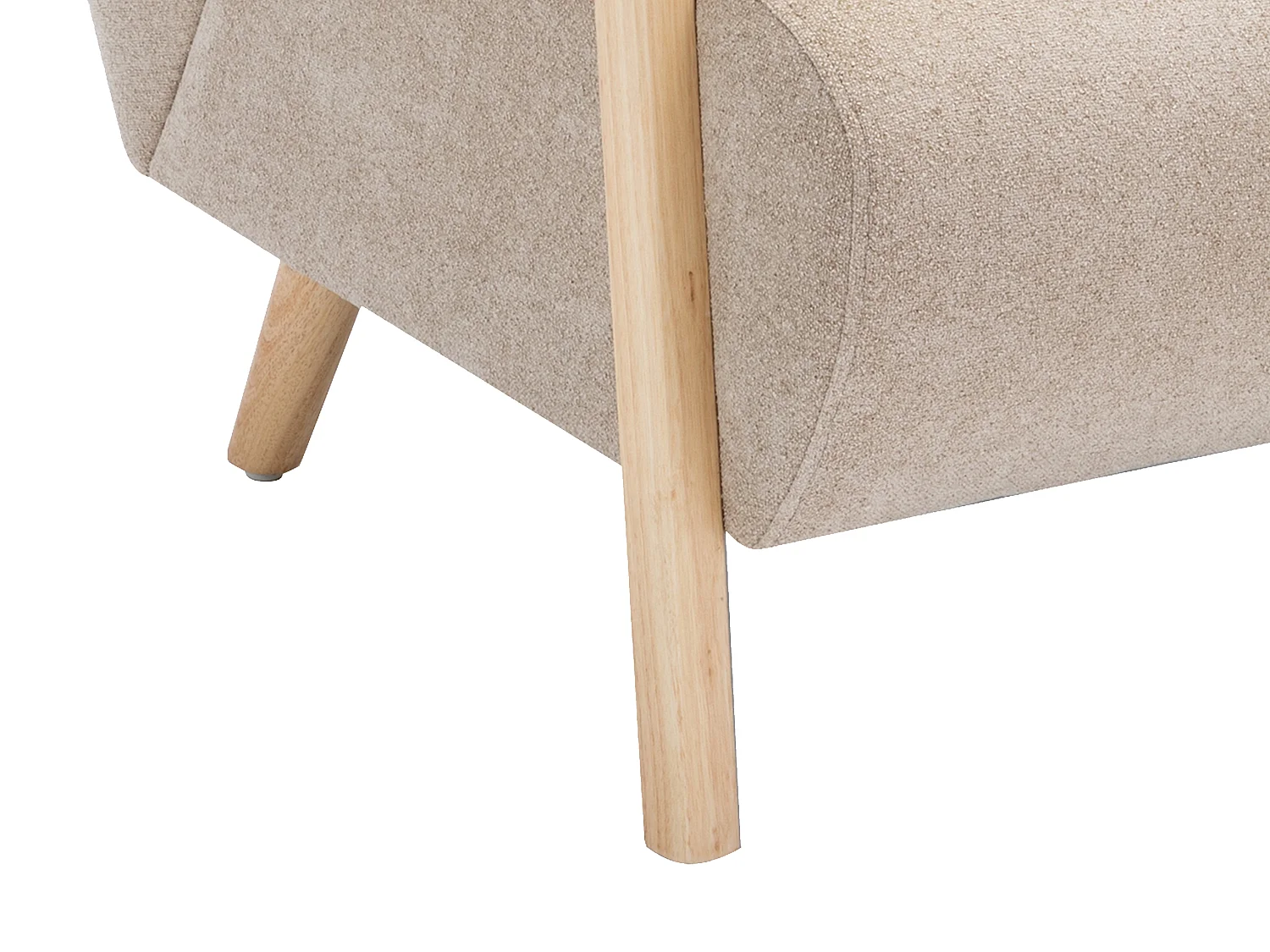 Fauteuil en tissu beige et bois JULOMO
