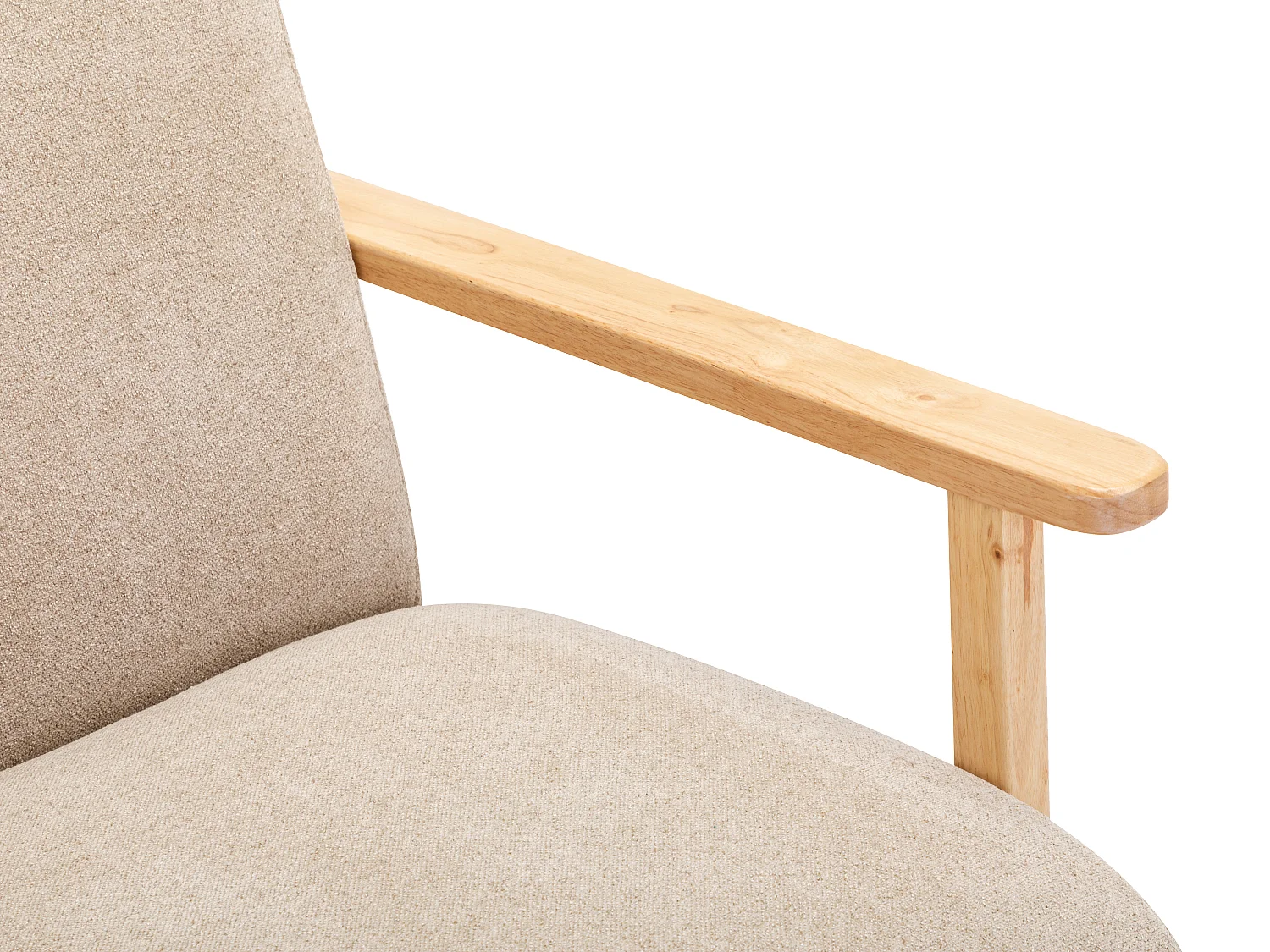 Fauteuil en tissu beige et bois JULOMO