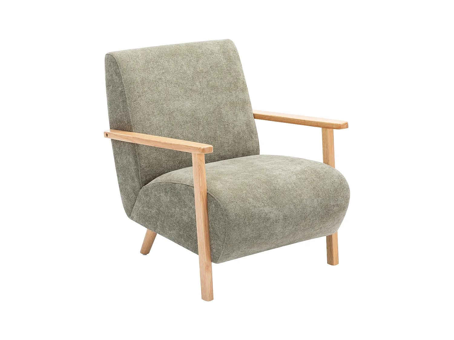 Sillón de tela verde y madera JULOMO