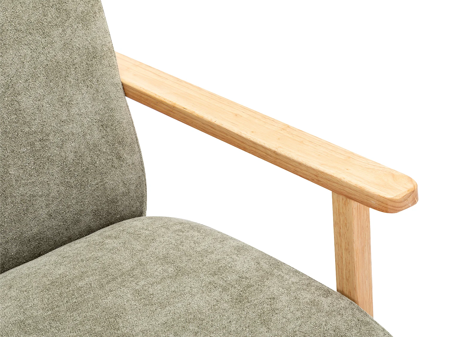 Fauteuil en tissu vert et bois JULOMO