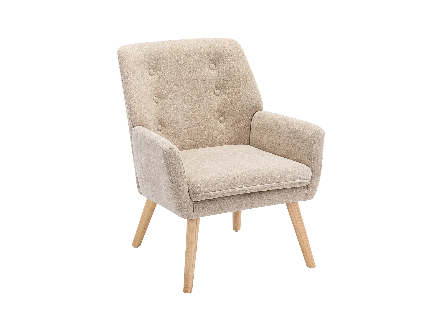 Sillón tapizado de tela beige SERINO