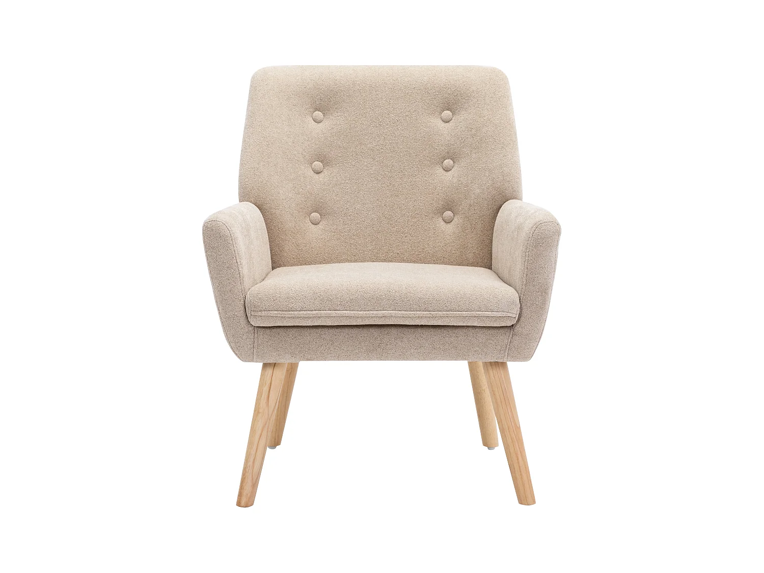 Sillón tapizado de tela beige SERINO