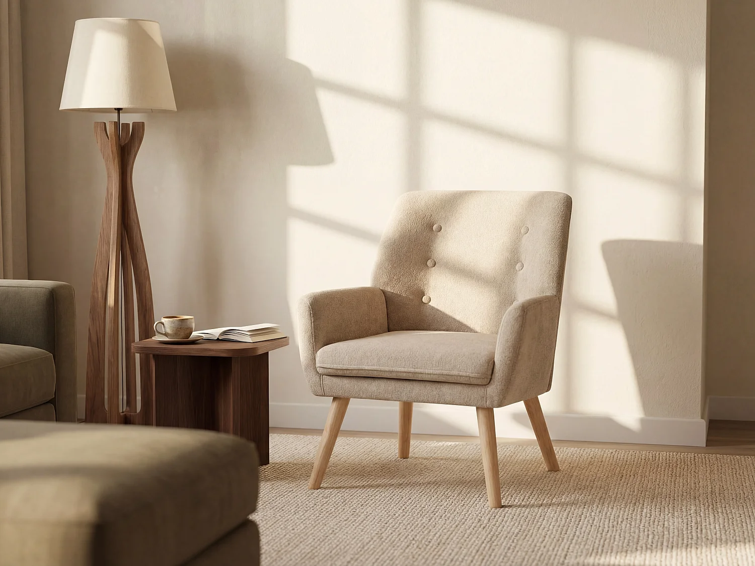 Poltrona in Tessuto Beige - SERINO