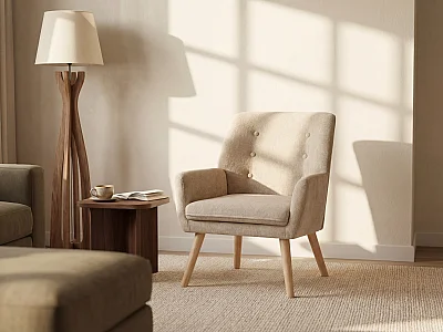 Fauteuil en tissu beige SERINO