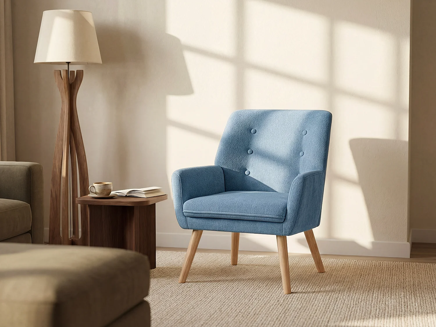 Sessel - Stoff - Blau - SERINO