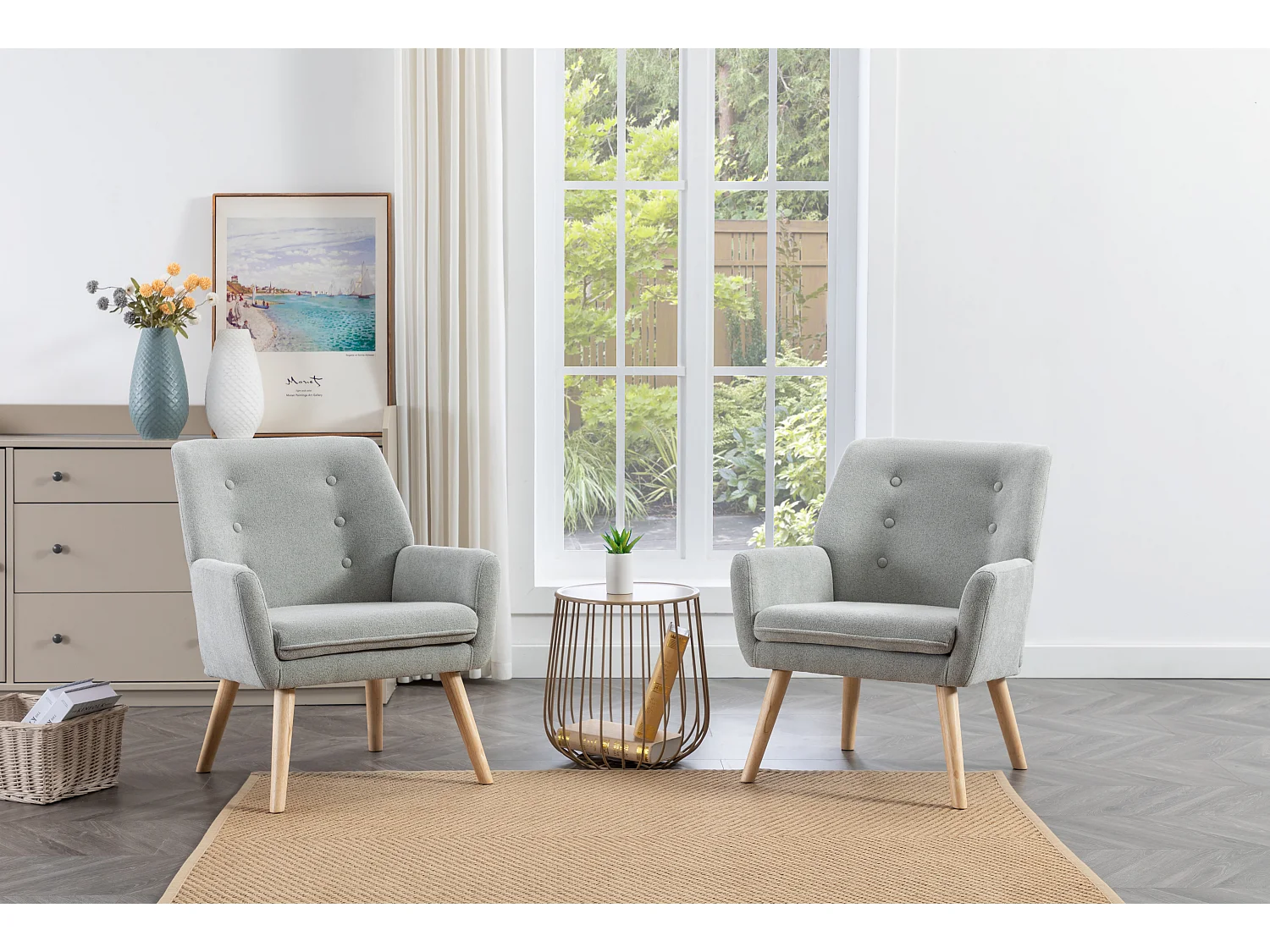 Fauteuil en tissu gris SERINO