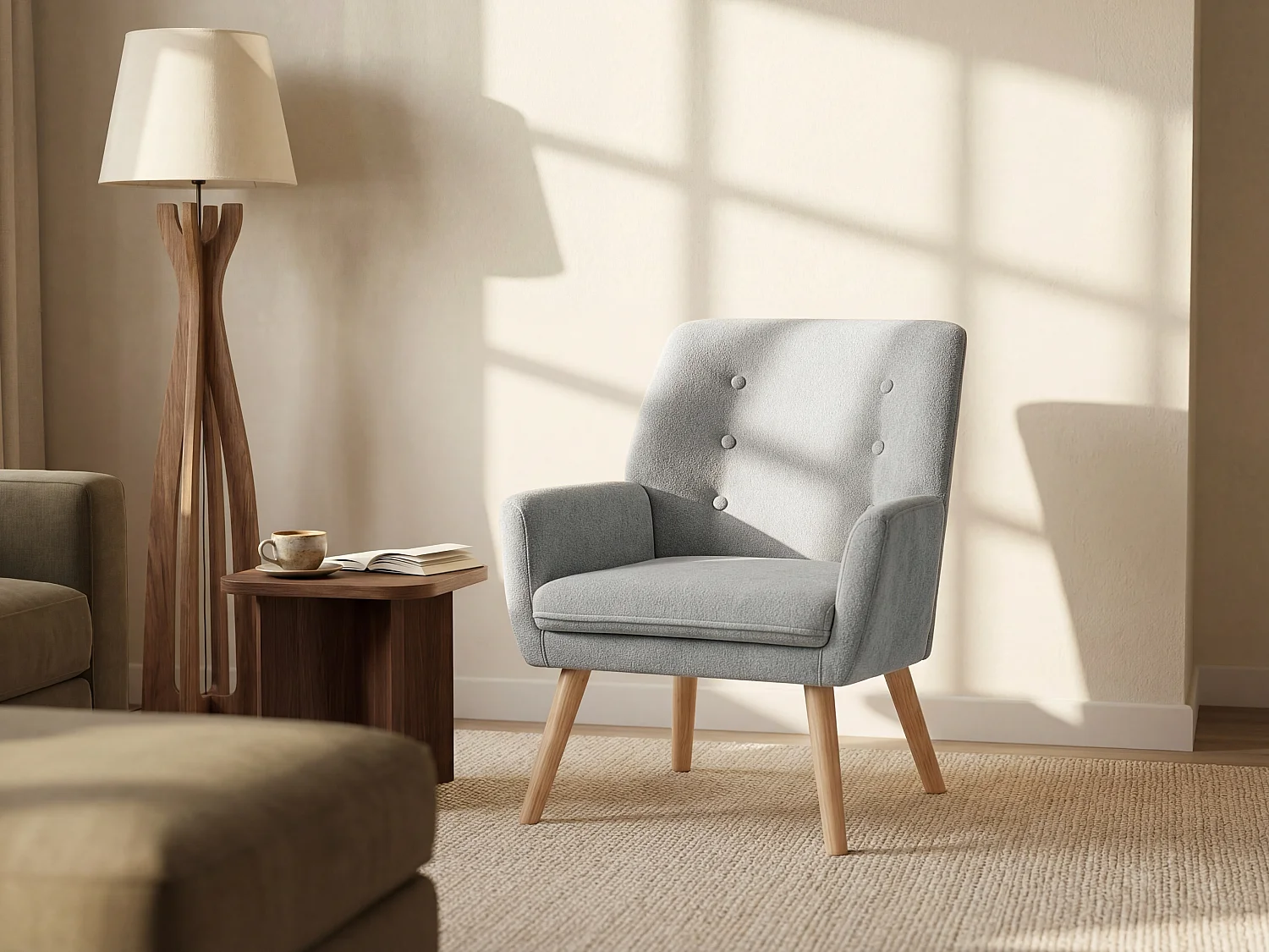 Silla de tela gris SERINO