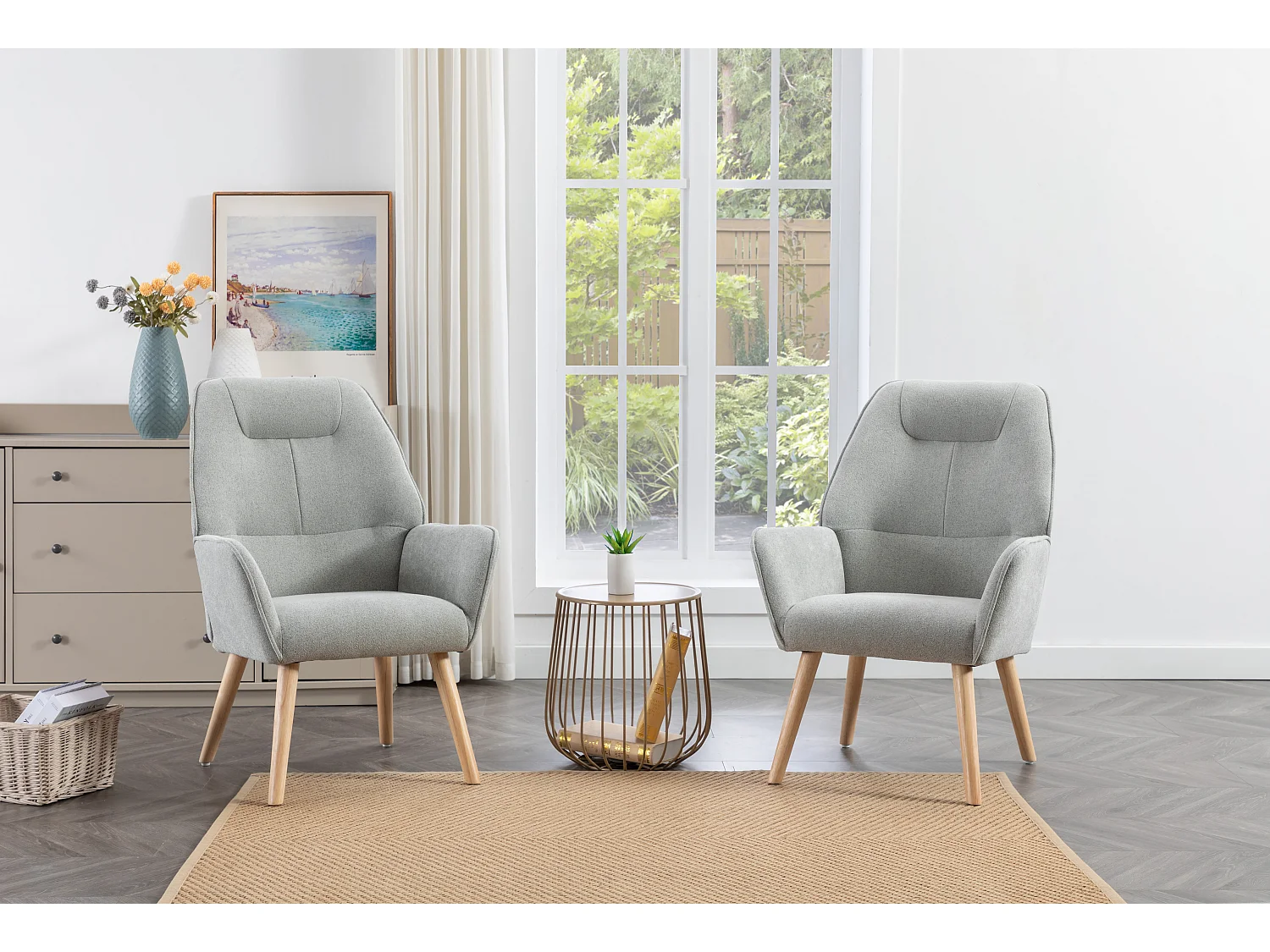 Fauteuil en tissu gris OSIMO