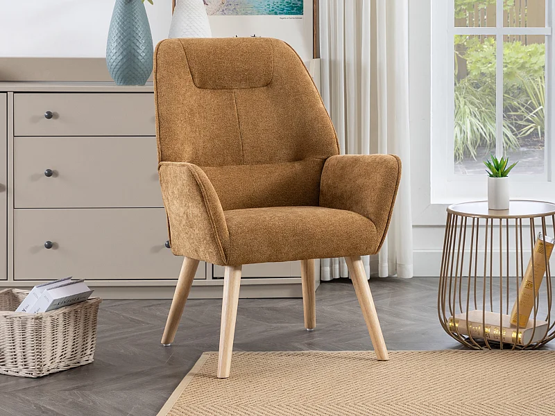 Fauteuil en tissu camel OSIMO