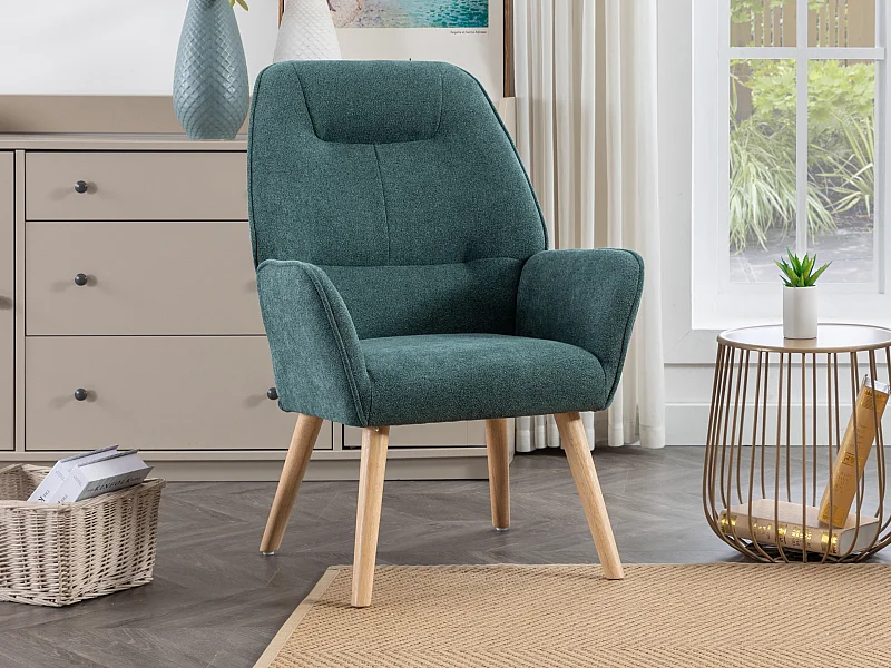 Fauteuil en tissu bleu canard OSIMO