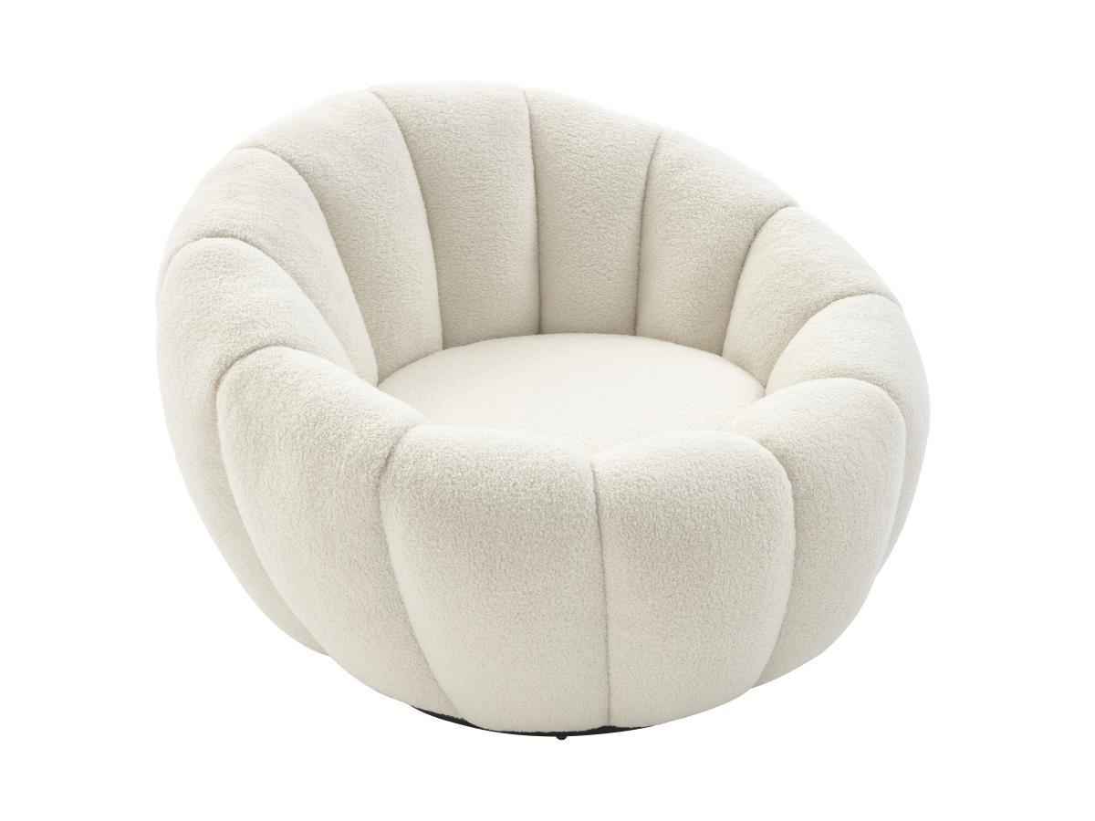 Drehsessel muschelförmig - Bouclé-Stoff - Weiß - COSSATO günstig online kaufen