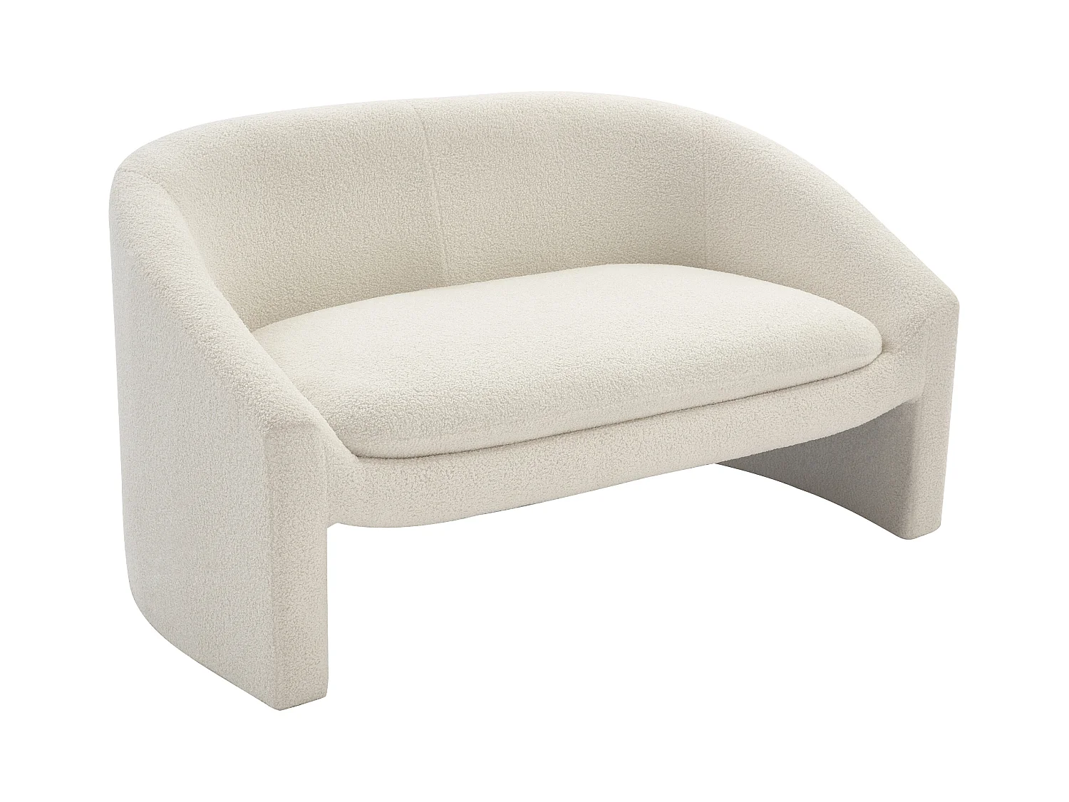 Sofá de 2 plazas de tela rizada blanco OSSANA