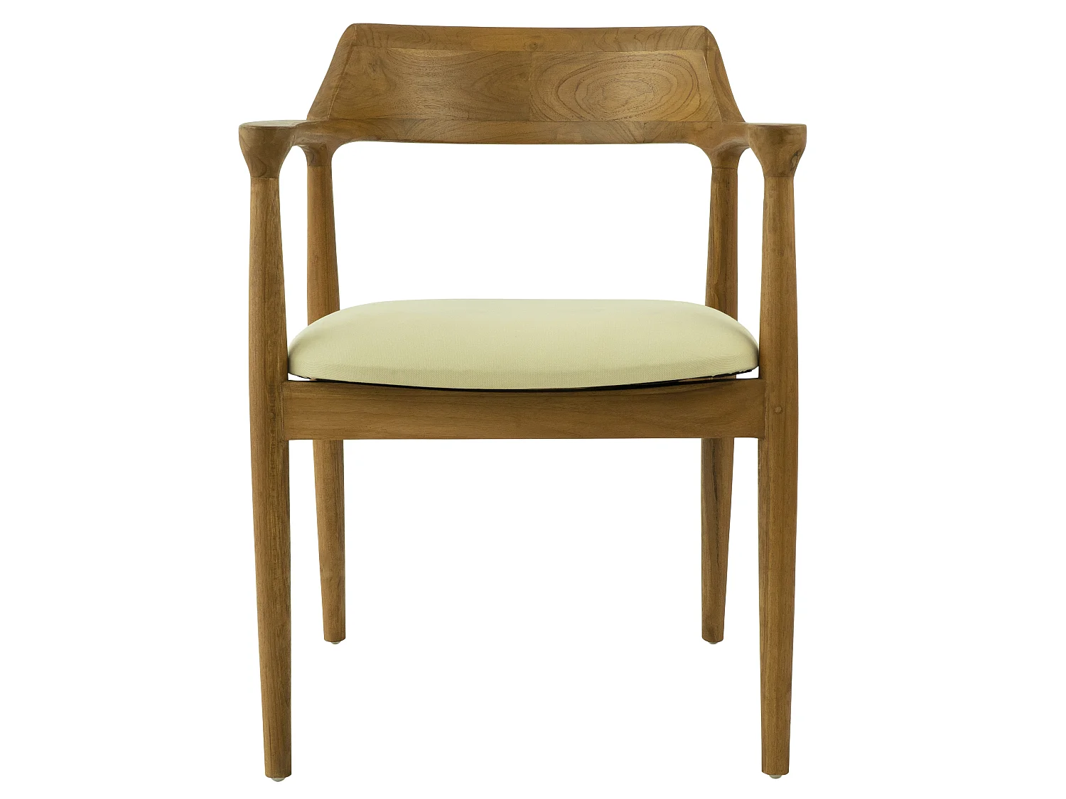Set van 2 stoelen met armleuningen in teak en stof - Naturel en crème - SOUADY