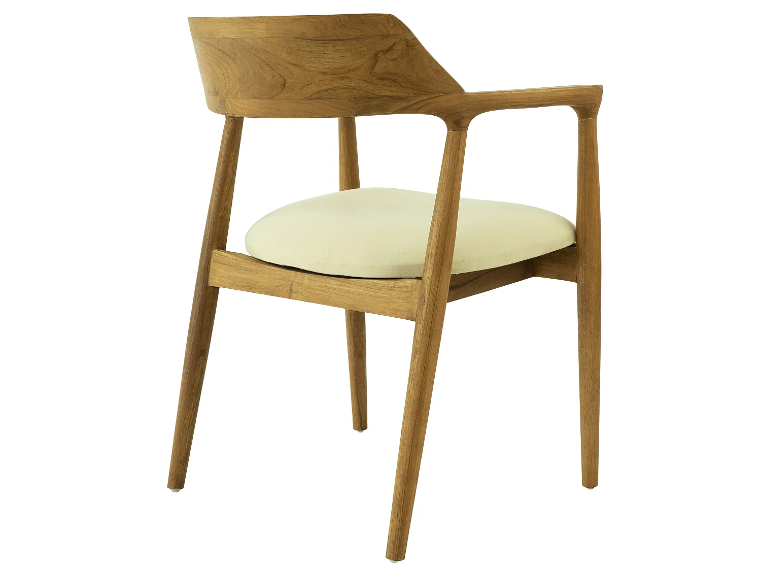 Set van 2 stoelen met armleuningen in teak en stof - Naturel en crème - SOUADY
