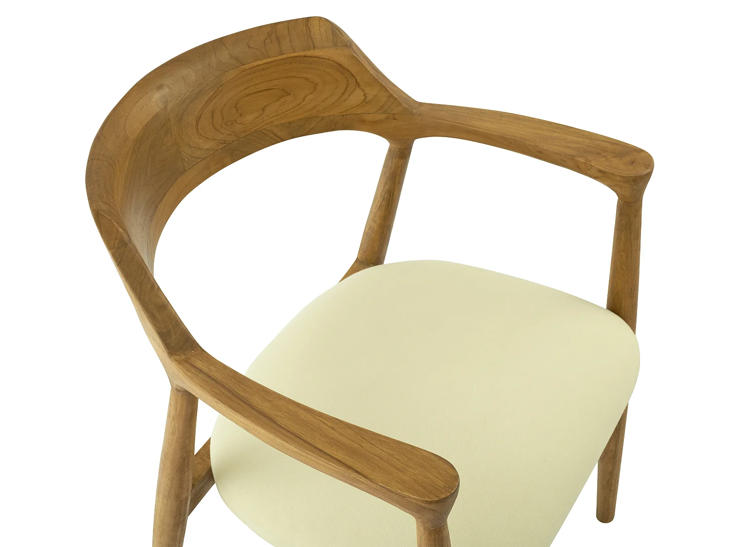 Set van 2 stoelen met armleuningen in teak en stof - Naturel en crème - SOUADY