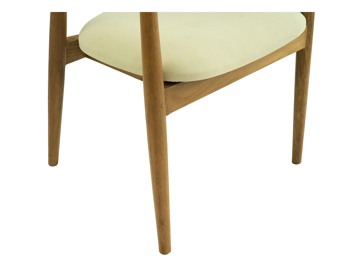 Lot de 6 chaises avec accoudoirs en teck et tissu - Naturel et crème - SOUADY