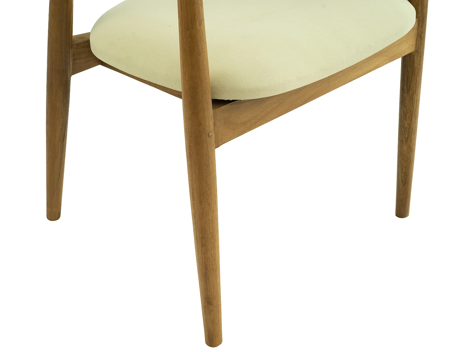 Lot de 6 chaises avec accoudoirs en teck et tissu - Naturel et crème - SOUADY