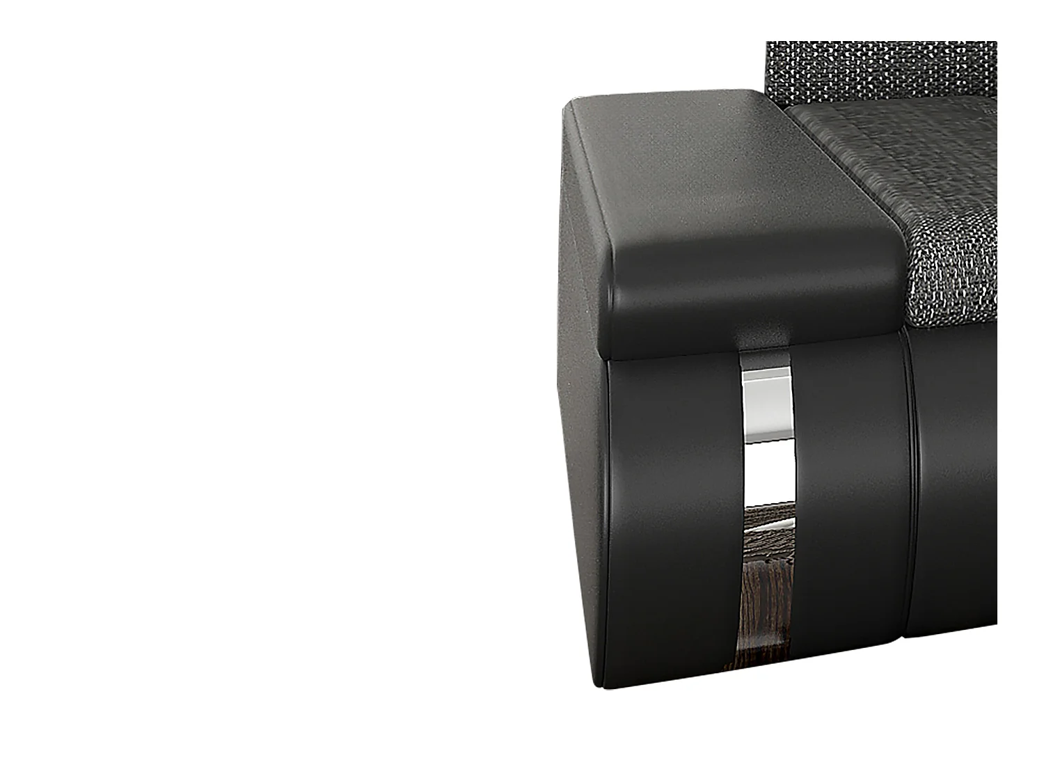 Sofá cama rinconera panorámico y reversible de tela y cuero sintético negro y antracita AZELMA II