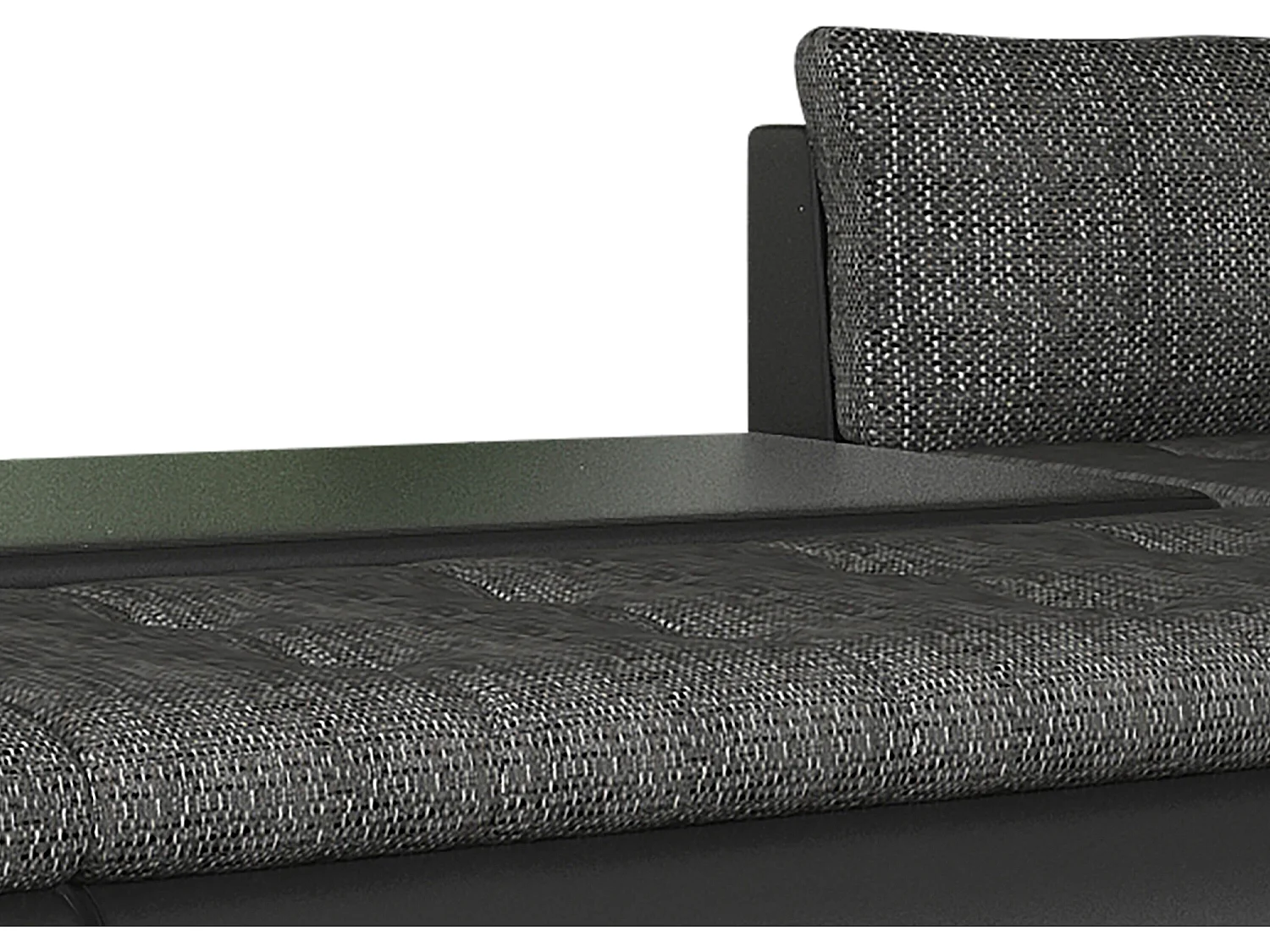 Sofá cama rinconera panorámico y reversible de tela y cuero sintético negro y antracita AZELMA II