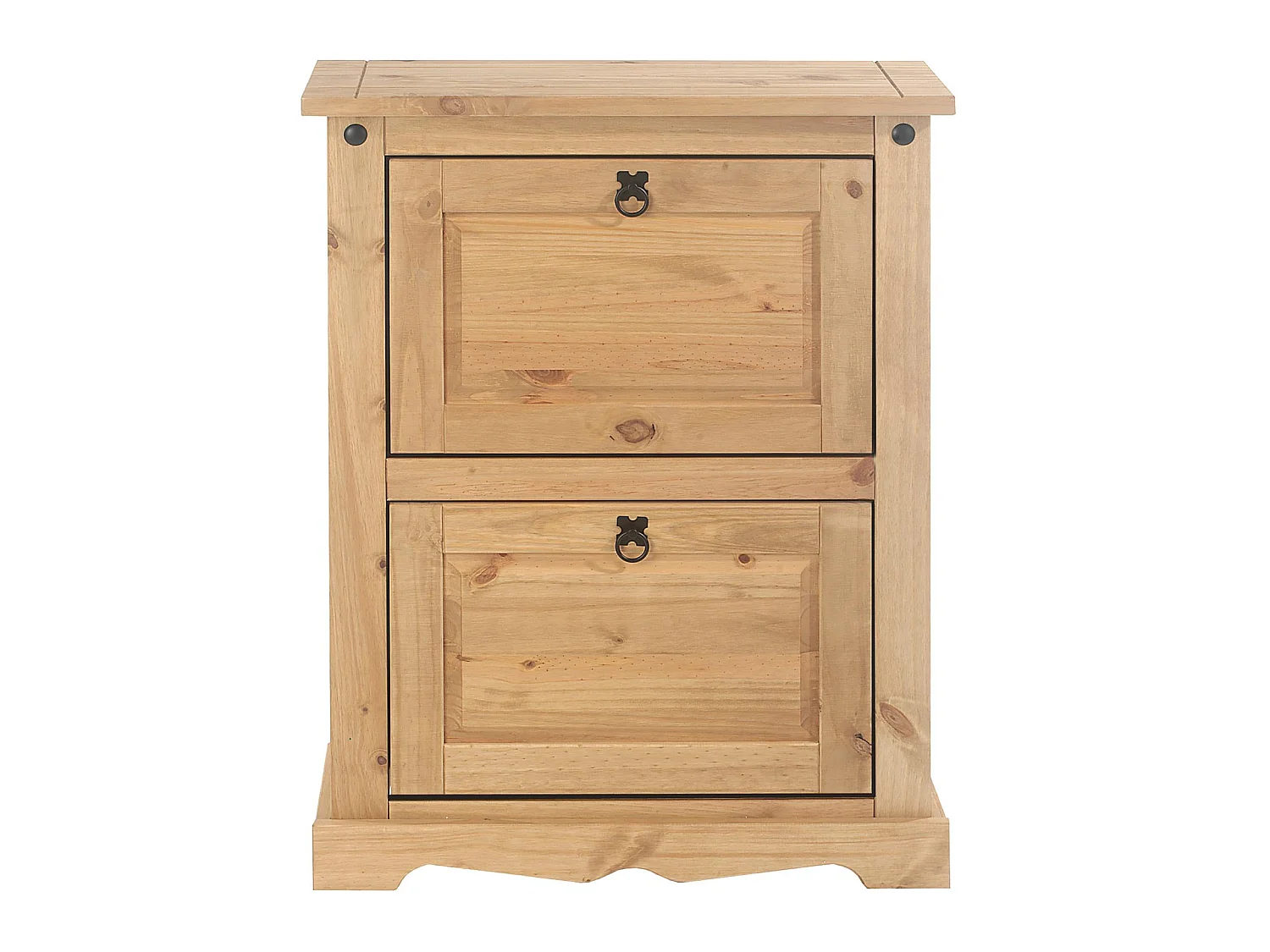 Meuble à chaussures TEQUILA style mexicain armoire à chaussures avec 2 abattants, en pin massif finition teintée et cirée