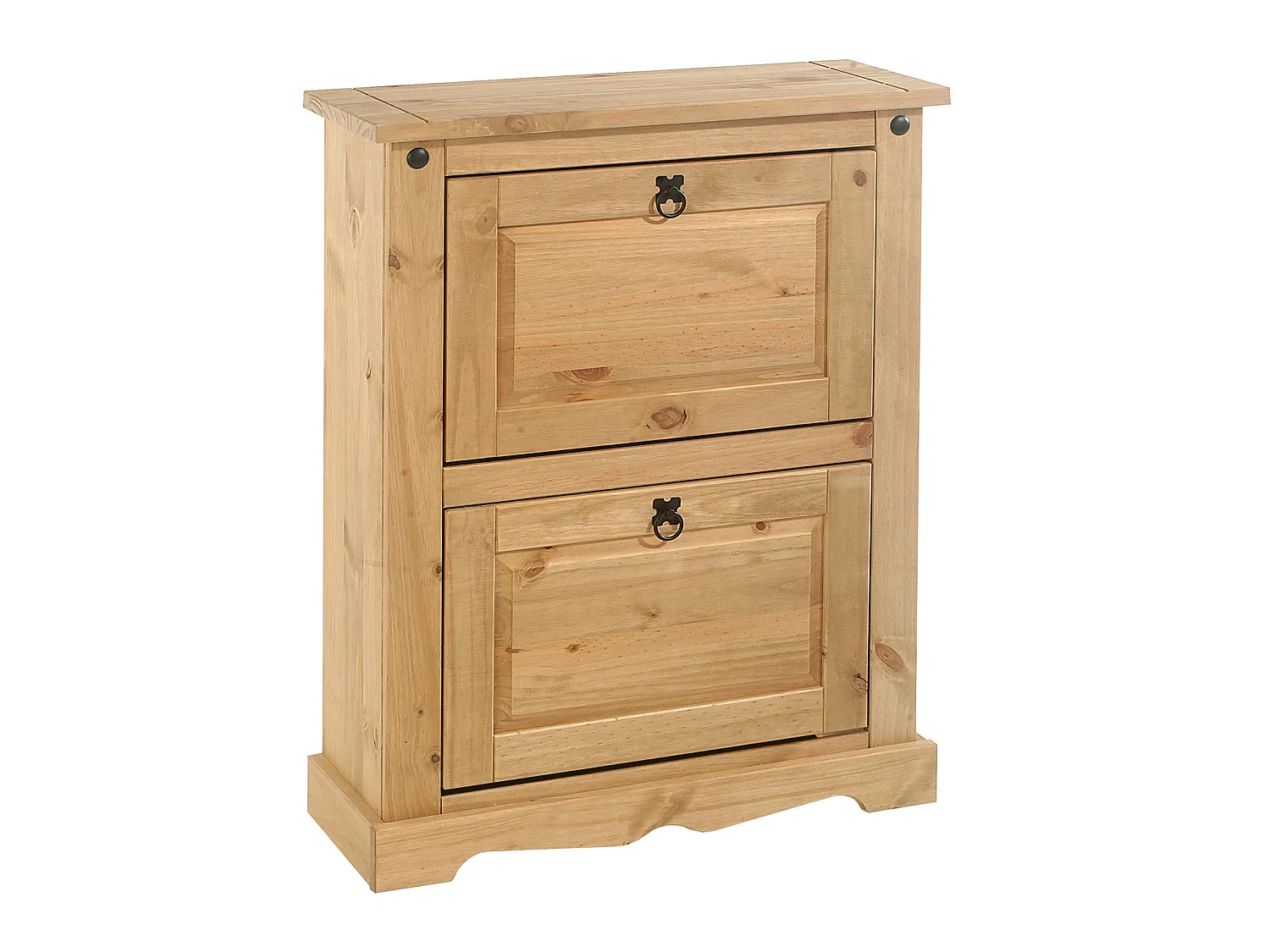Meuble à chaussures TEQUILA style mexicain armoire à chaussures avec 2 abattants, en pin massif finition teintée et cirée