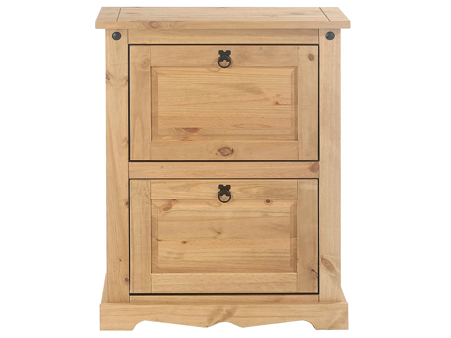 Meuble à chaussures TEQUILA style mexicain armoire à chaussures avec 2 abattants, en pin massif finition teintée et cirée