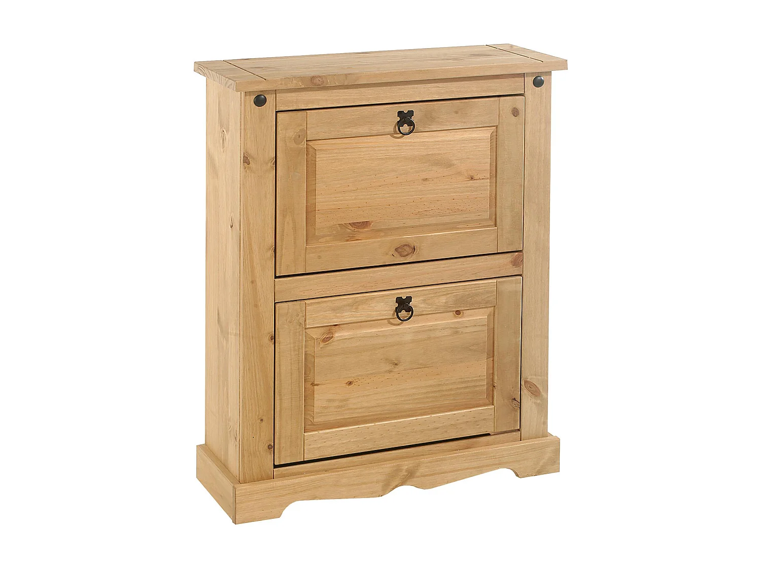 Meuble à chaussures TEQUILA style mexicain armoire à chaussures avec 2 abattants, en pin massif finition teintée et cirée