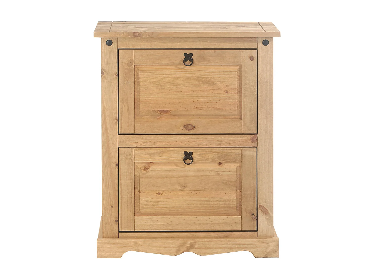 Meuble à chaussures TEQUILA style mexicain armoire à chaussures avec 2 abattants, en pin massif finition teintée et cirée